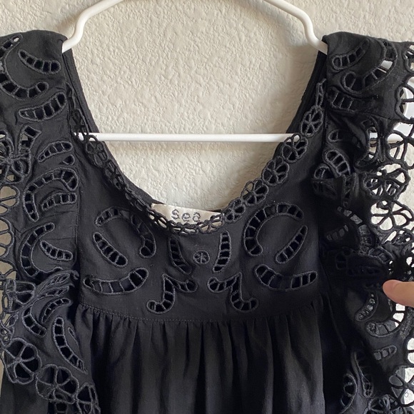 Sea New York Black Eyelet Ruffle Blouse - Picture 5 of 8